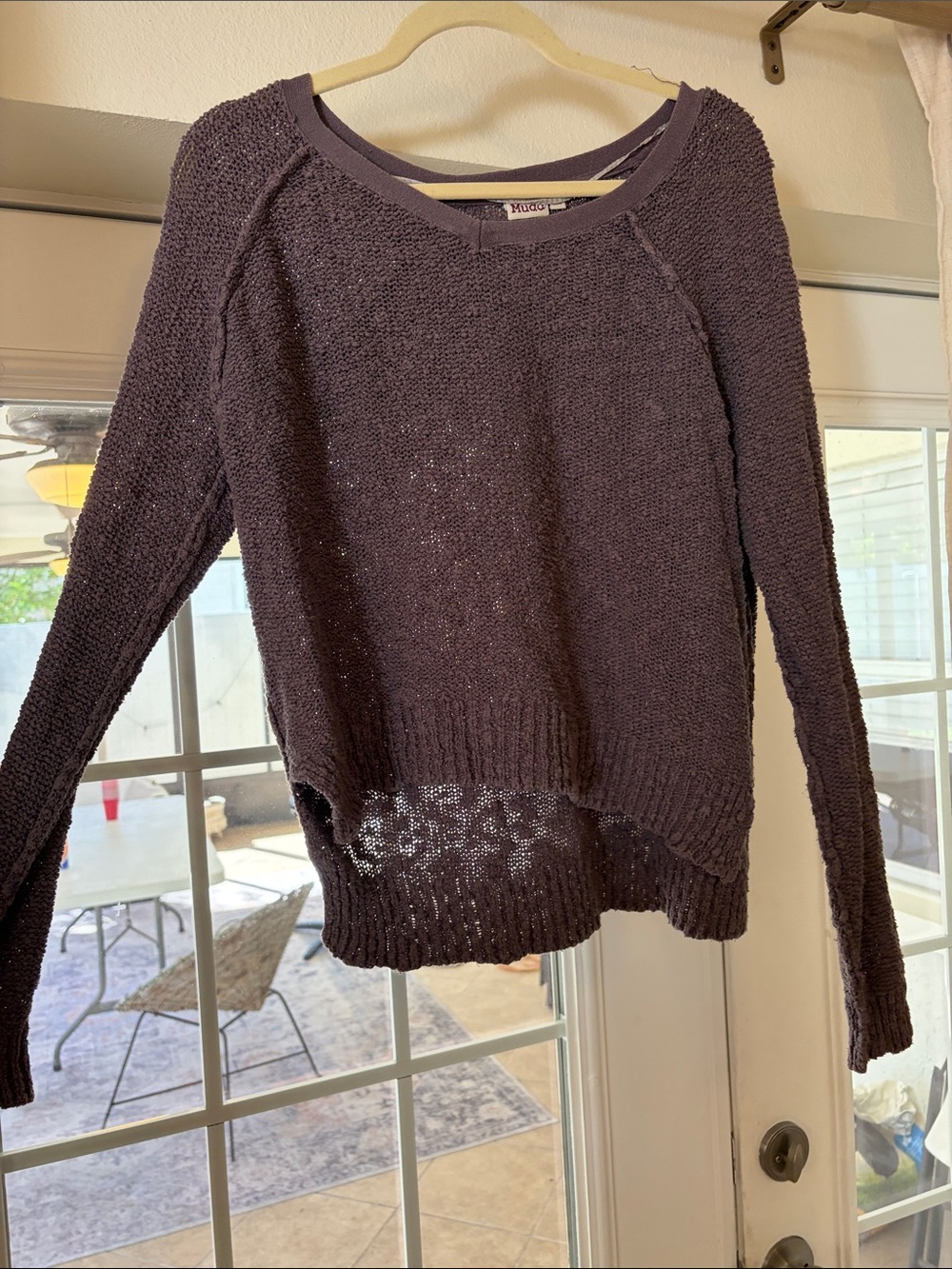 Mudd Women's Dark Purple Scoop Neck Knit Sweater